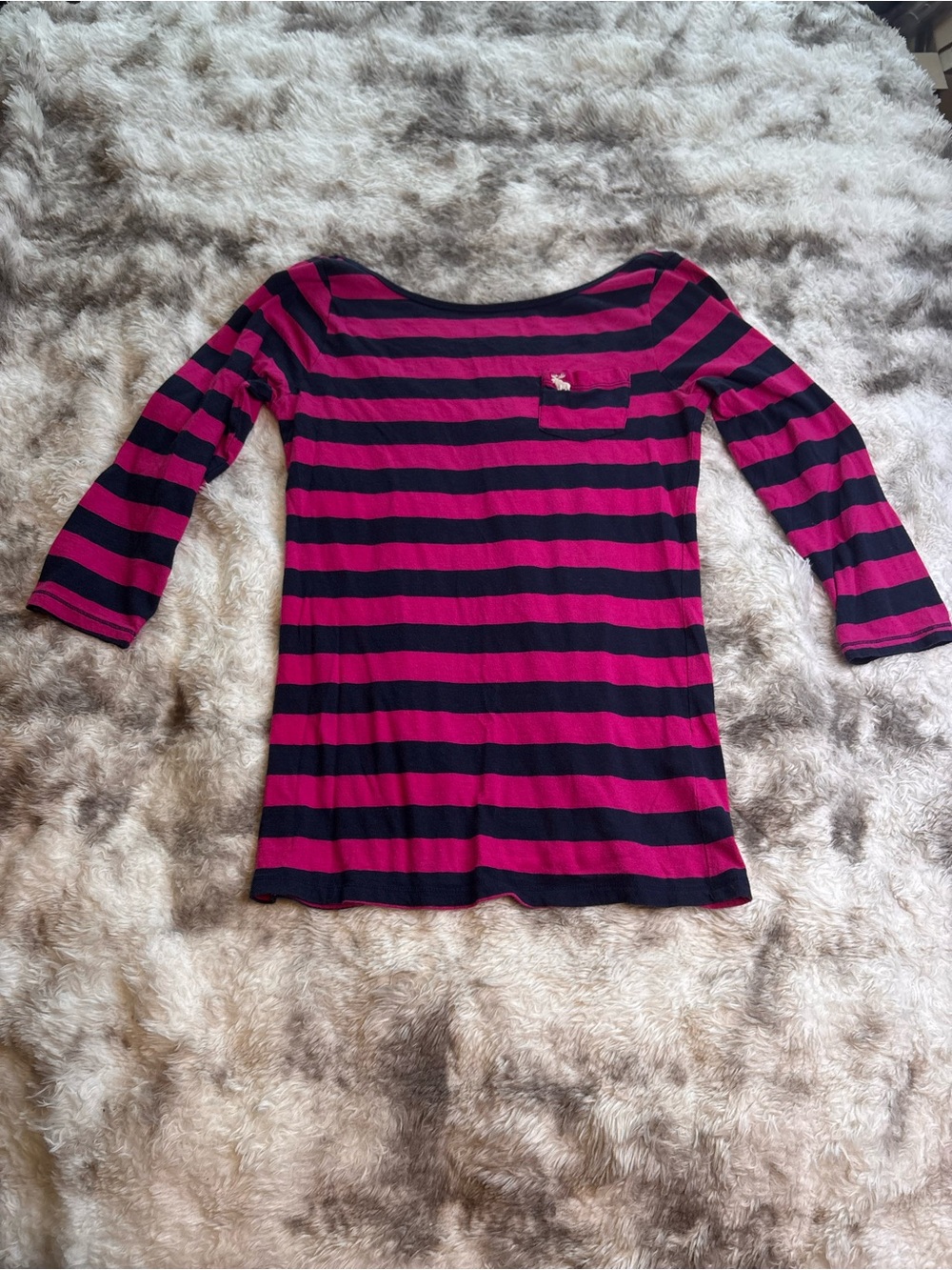 Abercrombie & Fitch Pink and Navy Striped Top